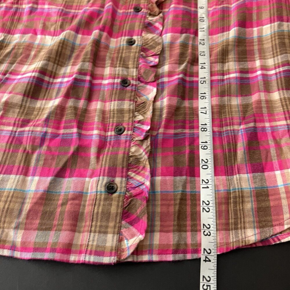NWT On 34th Women's Festive Plaid Ruffle-Neck Flannel Shirt Small 183 - Picture 7 of 7
